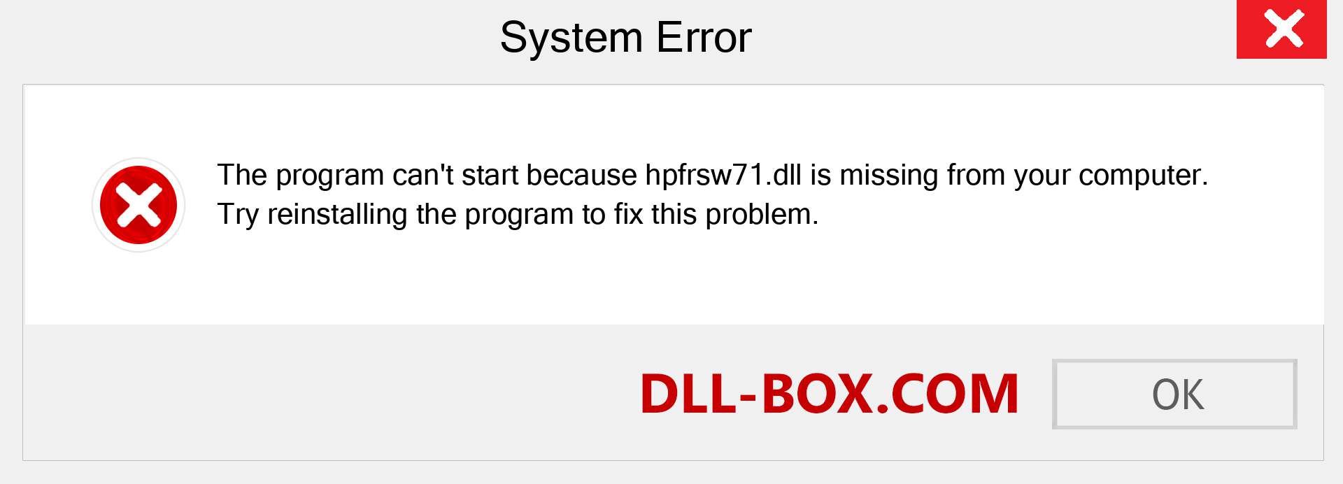  hpfrsw71.dll file is missing?. Download for Windows 7, 8, 10 - Fix  hpfrsw71 dll Missing Error on Windows, photos, images